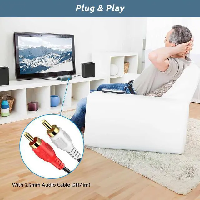 Alt view image 4 of 6 - 192kHz DAC Audio Converter Digital to Analog Audio Converter, 7ft/2.1m Optical Audio to 3.5mm RCA AUX Cable, Optical to RCA Adapter with Dual 3.5 mm Jacks for PS3 PS4 HDTV Blue Ray DVD Sky