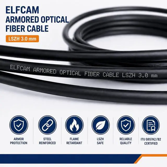 Alt view image 3 of 7 - 5m/16.4ft Armored Fiber Optic Cable for Outdoor and Indoor SCA to SCA Simplex Singlemode, Compatible with FTTH Cables, 5 Meters