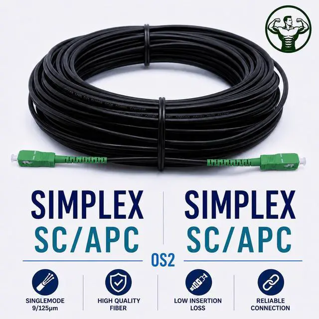 Alt view image 4 of 7 - 5m/16.4ft Armored Fiber Optic Cable for Outdoor and Indoor SCA to SCA Simplex Singlemode, Compatible with FTTH Cables, 5 Meters