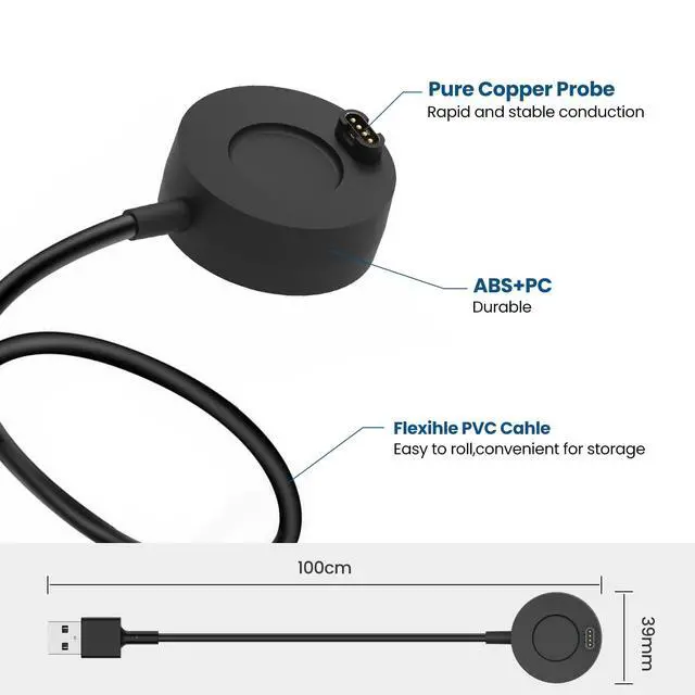 Alt view image 4 of 7 - 2-Pack Charger Compatible with Garmin Approach S62 S42 S44 S12 S50 S60 S70, Fenix 8 7 6 5, Vivoacive 6 5 4 3, Venu 4 3 2 Charger Dock, Replacement Portable Charging Dock Station + USB Cable Cord