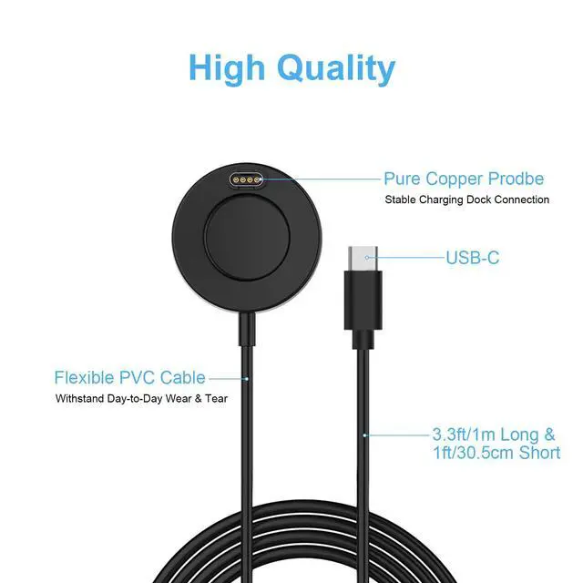 Alt view image 5 of 7 - 2-Pack USB-C Charging Cables for Garmin Charger Cable Stand, 1m Long & 30cm Short Watch Charging Dock Station for Garmin Fenix 7 6 5, Vivoactive 5 4 3, Forerunner 935, 245