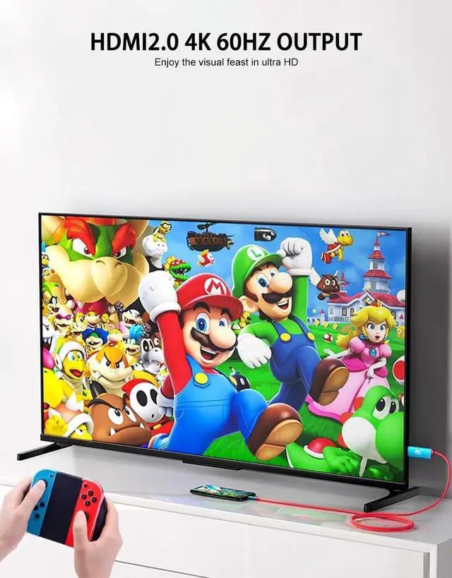 Alt view image 2 of 7 - USB C to HDMI Cable 2 in 1 Steam Deck Adapter 4K 60Hz HDMI 100W Charging Port, Monitor TV Connector Cable USB C Dock for Steam Deck OLED/ROG Xbox Ally/iPad/Samsung Galaxy Dex/Tablet/iPhone 17 6.6TF