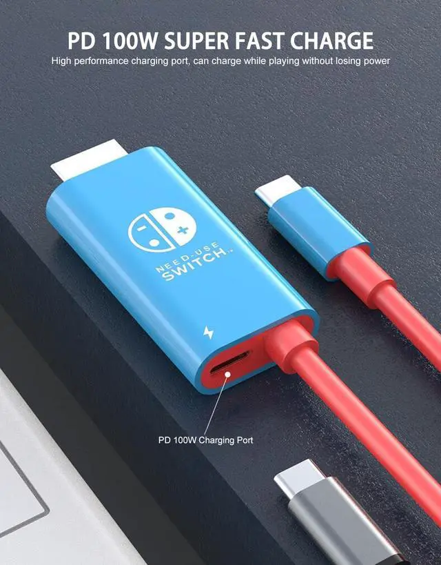 Alt view image 3 of 7 - USB C to HDMI Cable 2 in 1 Steam Deck Adapter 4K 60Hz HDMI 100W Charging Port, Monitor TV Connector Cable USB C Dock for Steam Deck OLED/ROG Xbox Ally/iPad/Samsung Galaxy Dex/Tablet/iPhone 17 6.6TF