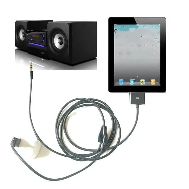 Alt view image 3 of 6 - 30 Pin to AUX USB, 30 Pin Charger Dock to 3.5mm Car AUX Audio USB Charger Cable Data Sync Transfer & Charging for Phone 3G 4G Pod Touch (Black)