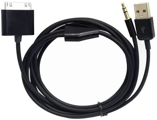 Alt view image 4 of 6 - 30 Pin to AUX USB, 30 Pin Charger Dock to 3.5mm Car AUX Audio USB Charger Cable Data Sync Transfer & Charging for Phone 3G 4G Pod Touch (Black)