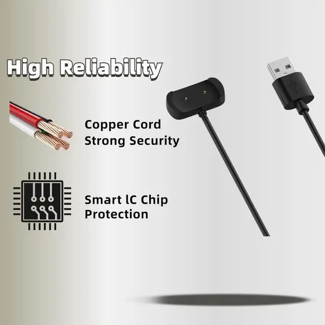Alt view image 4 of 6 - Charger for Amazfit Active A2211/T-Rex pro A2011/Pop pro/Pop,Compatible with Amazfit Active Edge A2212/Active,USB A Charging Cable Dock Cord 3.3ft/1M