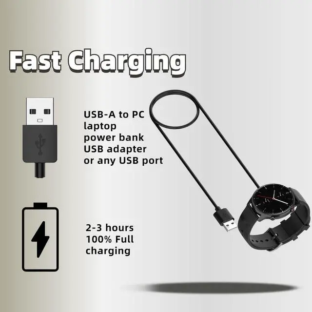 Alt view image 5 of 6 - Charger for Amazfit Active A2211/T-Rex pro A2011/Pop pro/Pop,Compatible with Amazfit Active Edge A2212/Active,USB A Charging Cable Dock Cord 3.3ft/1M