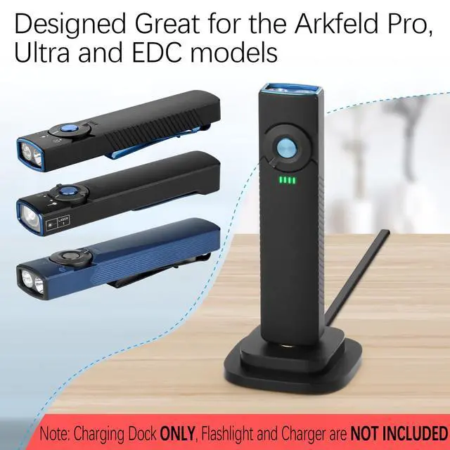 Alt view image 2 of 7 - Flashlight Charging Dock Compatible with Olight Arkfeld Pro/ArkPro/ArkPro Ultra Flat Flashlight, Acrylic Stand Desk Mount with Non-Slip Rubber Feets for Olight Charger (No Charger Included)