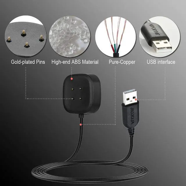 Alt view image 2 of 5 - 2Pack Compatible with Fitbit Versa 3 4 /Sense 1 2 Charger, Not for Versa/Versa 1/Versa 2 Replacement Charging Cradle Dock Stand Cable for Smart Watch Versa 4