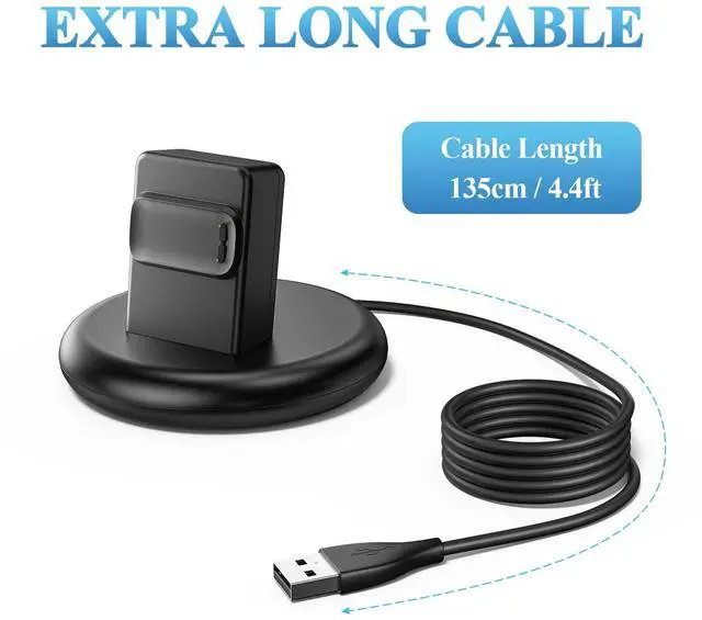 Alt view image 4 of 7 - Charger Stand for Fitbit Charge 6/5 & Luxe, Magnetic Dock with 4.4ft USB Cable, Fast-Charging Accessory with Stable Base for Fitbit Charge 6 / Charge 5 / Luxe Smartwatch (Black)