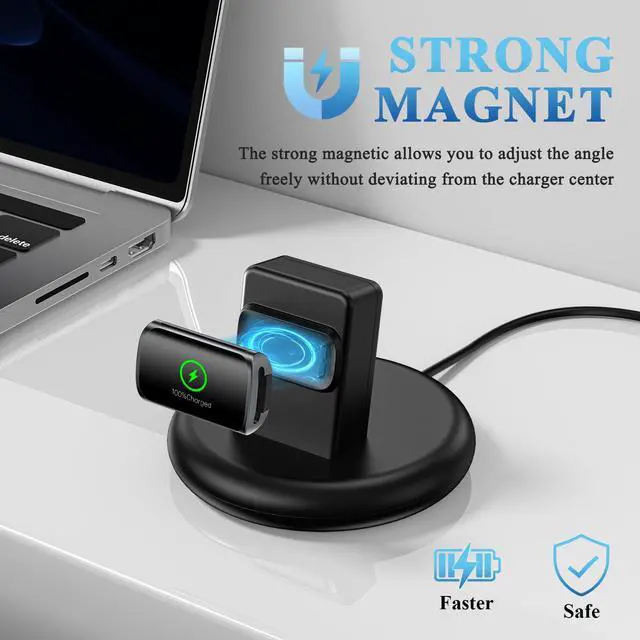 Alt view image 6 of 7 - Charger Stand for Fitbit Charge 6/5 & Luxe, Magnetic Dock with 4.4ft USB Cable, Fast-Charging Accessory with Stable Base for Fitbit Charge 6 / Charge 5 / Luxe Smartwatch (Black)