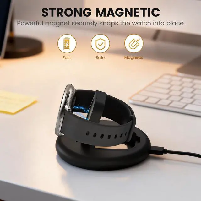 Alt view image 4 of 6 - Charging Stand Compatible with Amazfit Active 2/2s Bip 6 Charger, Adjustable Foldable Magnetic Charging Station Dock for Smartwatch