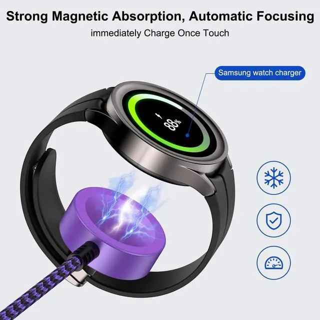Alt view image 3 of 7 - for Samsung Watch Charger Magnetic Fast Charging Cable Compatible Galaxy Watch 8/8 Classic/FE 7 Ultra/6/6 Classic/5 Pro/5/4/3/Active2,5 V 1A USB Fast Charger Adapter with 3FT Wireless Charging Dock