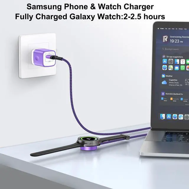 Alt view image 2 of 7 - for Samsung Watch Charger Magnetic Fast Charging Cable Compatible Galaxy Watch 8/8 Classic/FE 7 Ultra/6/6 Classic/5 Pro/5/4/3/Active2,5 V 1A USB Fast Charger Adapter with 3FT Wireless Charging Dock