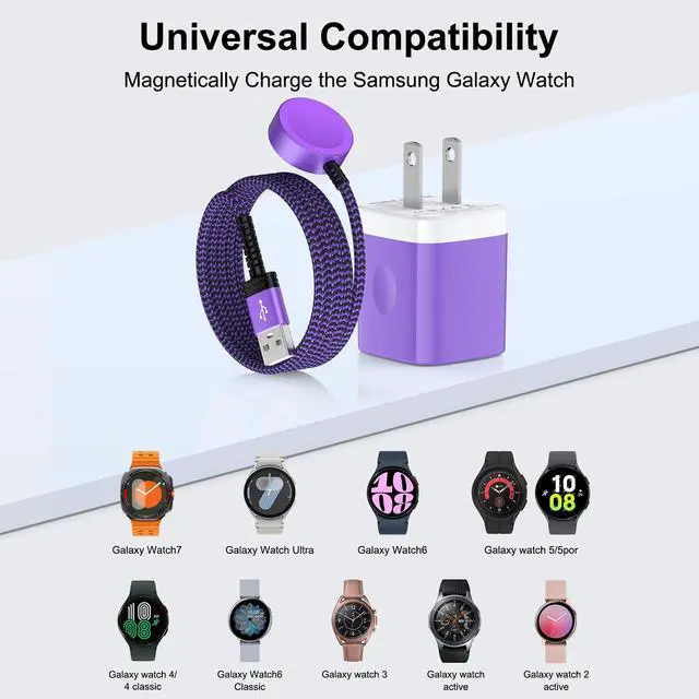 Alt view image 4 of 7 - for Samsung Watch Charger Magnetic Fast Charging Cable Compatible Galaxy Watch 8/8 Classic/FE 7 Ultra/6/6 Classic/5 Pro/5/4/3/Active2,5 V 1A USB Fast Charger Adapter with 3FT Wireless Charging Dock