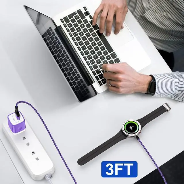 Alt view image 6 of 7 - for Samsung Watch Charger Magnetic Fast Charging Cable Compatible Galaxy Watch 8/8 Classic/FE 7 Ultra/6/6 Classic/5 Pro/5/4/3/Active2,5 V 1A USB Fast Charger Adapter with 3FT Wireless Charging Dock