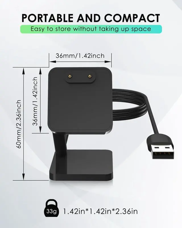 Alt view image 2 of 7 - Charger Dock for Samsung Galaxy Fit 3, Magnetic Charging Stand Base with 3.3 Feet Charger Cable, Portable Charge Station Only Compatible with Galaxy Fit 3 Smartwatch