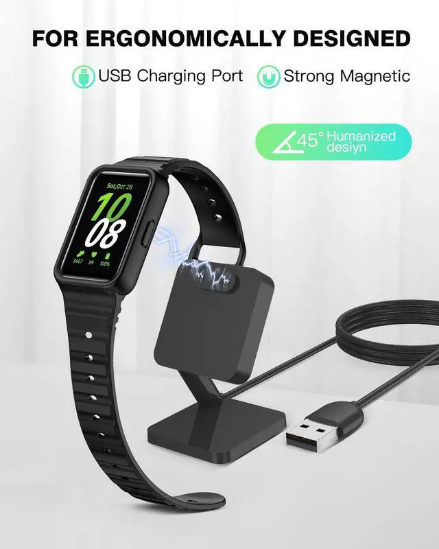 Alt view image 3 of 7 - Charger Dock for Samsung Galaxy Fit 3, Magnetic Charging Stand Base with 3.3 Feet Charger Cable, Portable Charge Station Only Compatible with Galaxy Fit 3 Smartwatch