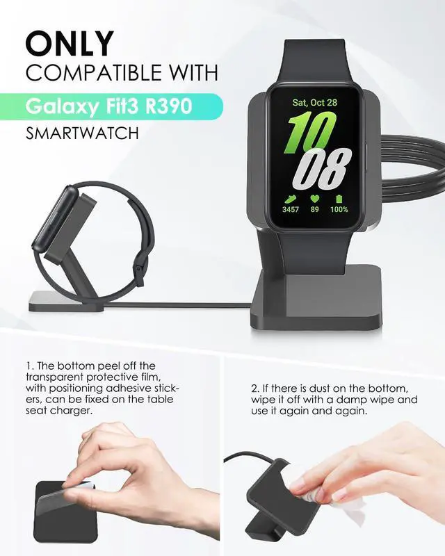 Alt view image 4 of 7 - Charger Dock for Samsung Galaxy Fit 3, Magnetic Charging Stand Base with 3.3 Feet Charger Cable, Portable Charge Station Only Compatible with Galaxy Fit 3 Smartwatch