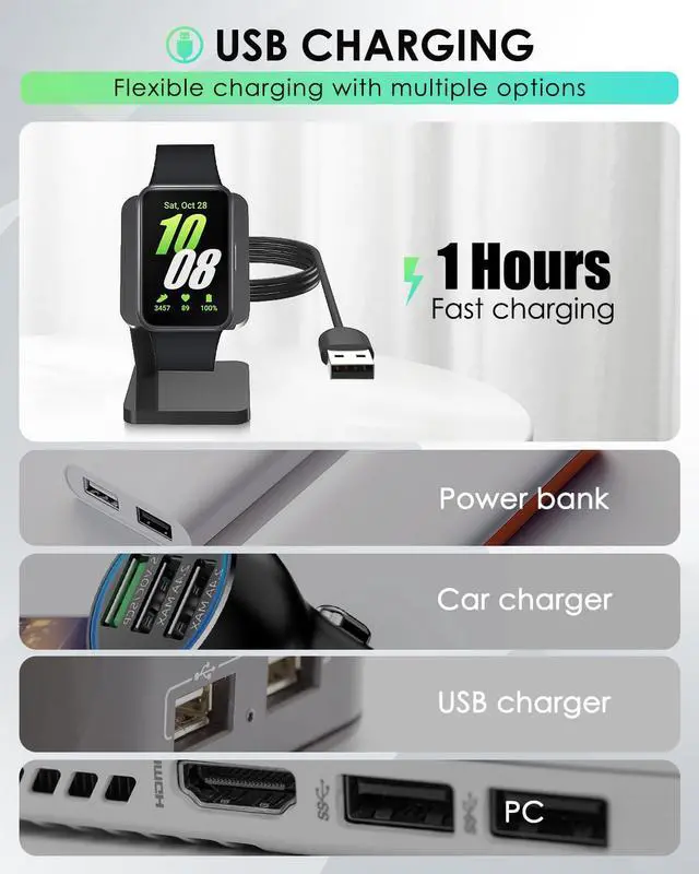 Alt view image 7 of 7 - Charger Dock for Samsung Galaxy Fit 3, Magnetic Charging Stand Base with 3.3 Feet Charger Cable, Portable Charge Station Only Compatible with Galaxy Fit 3 Smartwatch