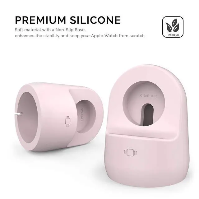 Alt view image 3 of 7 - iWatch Stand Silicone Charging Dock Holder for Apple Watch Ultra 2, Ultra, SE2, Series SE, 7 6 5 4 3 2 1 (45/44/42/41/40/38mm), (Pink)
