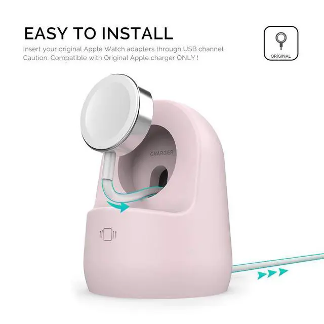 Alt view image 4 of 7 - iWatch Stand Silicone Charging Dock Holder for Apple Watch Ultra 2, Ultra, SE2, Series SE, 7 6 5 4 3 2 1 (45/44/42/41/40/38mm), (Pink)