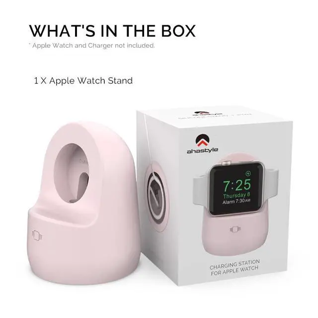 Alt view image 7 of 7 - iWatch Stand Silicone Charging Dock Holder for Apple Watch Ultra 2, Ultra, SE2, Series SE, 7 6 5 4 3 2 1 (45/44/42/41/40/38mm), (Pink)
