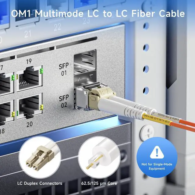 Alt view image 2 of 6 - OFNP Plenum Multimode Duplex OM1 Fiber Cable 3.3 Feet / 1m (10Gb, LC to LC, 62.5/125 Fiber Optic Cable)