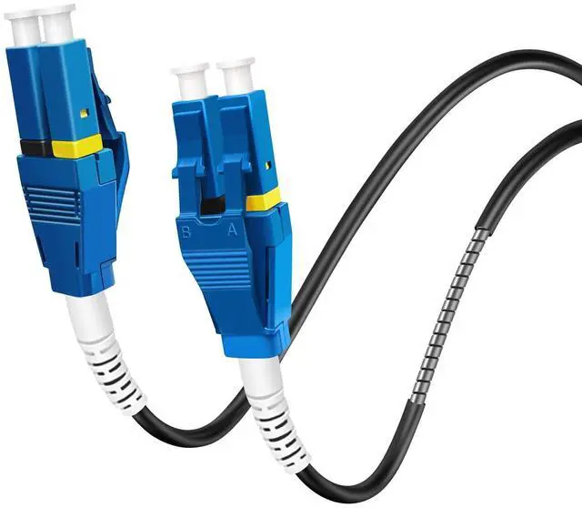 Main image of 5 Meters Uniboot LC to LC Armored Fiber Patch Cable, Single Mode Duplex Fiber Optic Cable Jumper Optical Patch Cord, 9/125um, (OS1/OS2 Compatible), LSZH Black