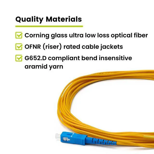 Alt view image 6 of 7 - LC to SC OS2 Fiber Patch Cable, 10m (32.80ft), UPC Polish, 200GB Singlemode (SM) Simplex 9/125um, Riser Rated (OFNR), UL Listed, 1pc, Yellow