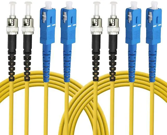 Main image of SC to ST Fiber Patch Cable, 3M (9.84ft) Single-Mode Duplex Jumper - SC/UPC-ST/UPC 9/125um OS2 Yellow SM Optical Patch Cord (2 Pack, 3M(9.84ft))