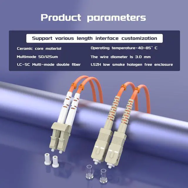 Alt view image 5 of 5 - 0.6Meter 2ft LC/UPC-SC/UPC Multi-Mode Fiber Optic Cable LC to SC OM1 Jumper Optical Patch Cord Duplex 62.5/125um Orange LC-SC