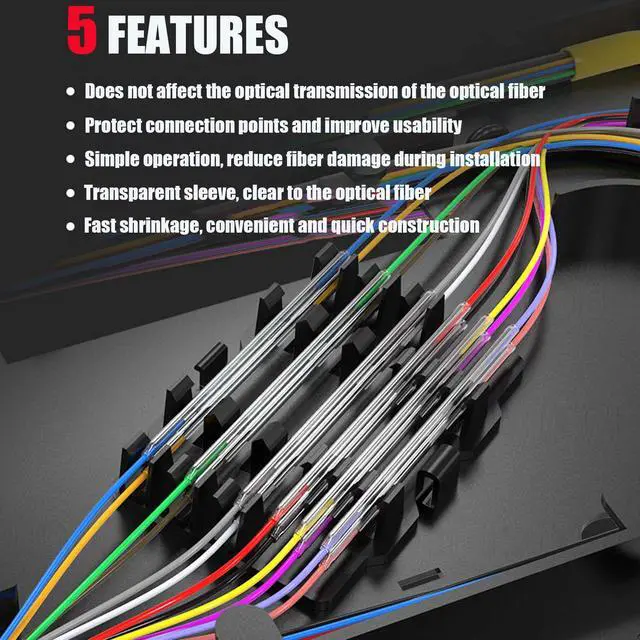 Alt view image 2 of 7 - 40mm Clear PE Heat Shrinkable Tube Fiber Optical Cable 2.6mm Dia Fusion Splice Protection Sleeve 100pcs