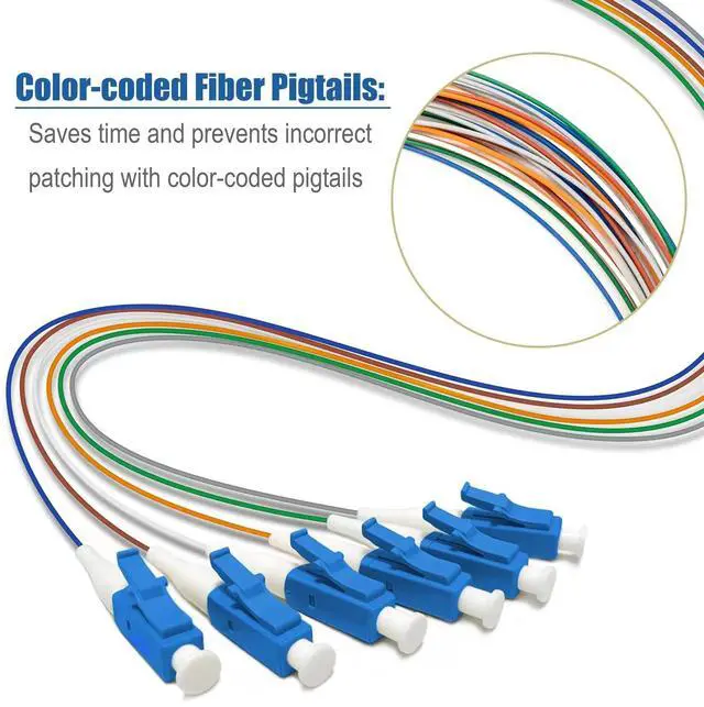 Alt view image 4 of 6 - 6 Strand Singlemode 9/125 LC-UPC Fiber Pigtail, Fiber Optic Pigtail, 1.5 Meters LC Cable