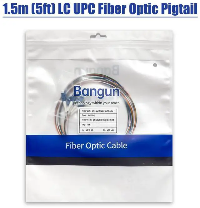 Alt view image 6 of 6 - 6 Strand Singlemode 9/125 LC-UPC Fiber Pigtail, Fiber Optic Pigtail, 1.5 Meters LC Cable