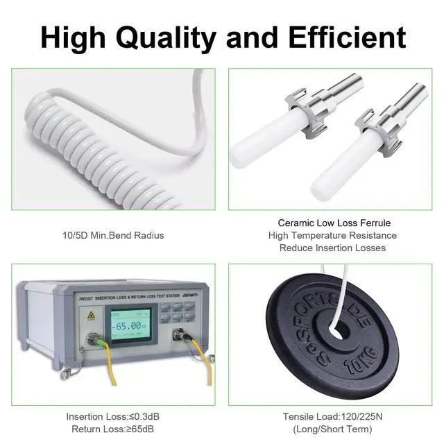 Alt view image 3 of 6 - 2M(6ft) Armored Fiber Optic Internet Cable SC/APC to SC/APC Single-Mode 9/125m OS1/OS2 Simplex Patch Cord, Heavy-Duty 3mm OD, LSZH, White