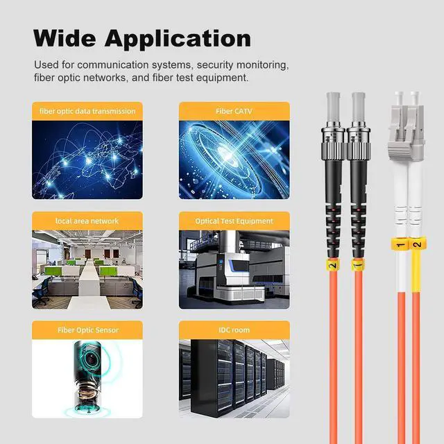 Alt view image 7 of 7 - OM1 LC to ST Fiber Patch Cable,62.5/125µm Multimode MMF Duplex Fiber Optic Patch Cable Jumper Cord,OD-2.0mm LSZH,3FT/1m,1Pack