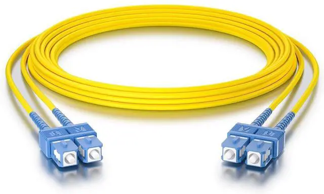 Main image of Fiber Patch Cable - SC to SC OS2 10Gb/Gigabit Singlemode Jumper Duplex 9/125 LSZH Fiber Optic Cord, Yellow, 2-Meter(6.6-ft)