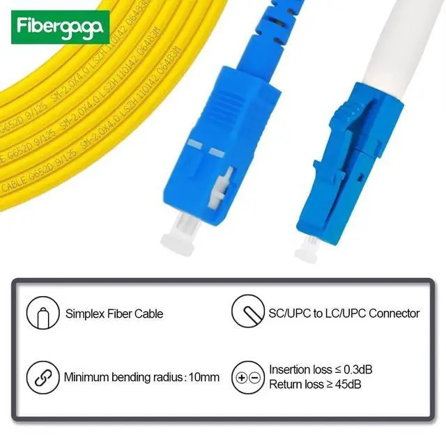 Alt view image 2 of 6 - -2m(7ft) OS2 SC to LC Fiber Patch Cable, Simplex, Single Mode, Length Option: 0.5M(1.6ft)-100m(328ft) 9/125µm 2.0mm Diameter Fiber Optic Cable, OS1/OS2 Compatible