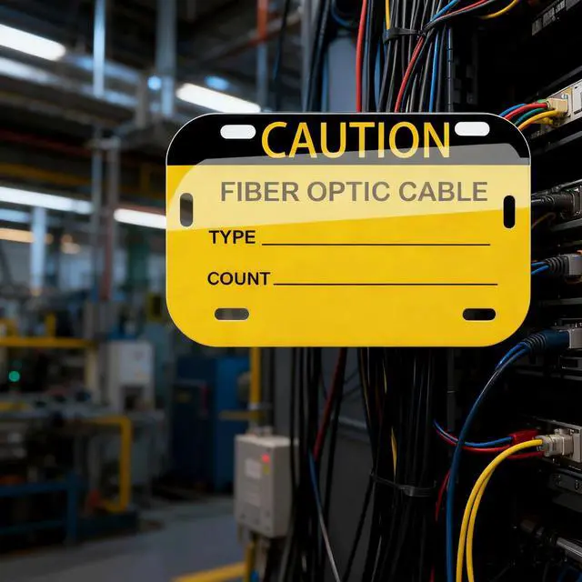 Alt view image 3 of 7 - Caution Fiber Optic Cable Tag 3.5" x 2" Waterproof Fiber Cable Marker Tags Write-On Self-Laminating Labels for Communication Cables Management Maintenance 20 Pcs (Yellow)