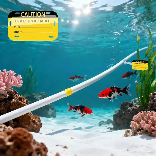 Alt view image 7 of 7 - Caution Fiber Optic Cable Tag 3.5" x 2" Waterproof Fiber Cable Marker Tags Write-On Self-Laminating Labels for Communication Cables Management Maintenance 20 Pcs (Yellow)