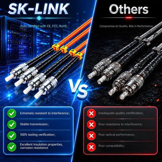 Alt view image 3 of 7 - ST to ST Fiber Patch Cable 2m/7ft, Gigabit Multi-Mode Duplex 50/125m, ST/UPC Optical Patch Cord, High-Speed for LAN & Data Centers