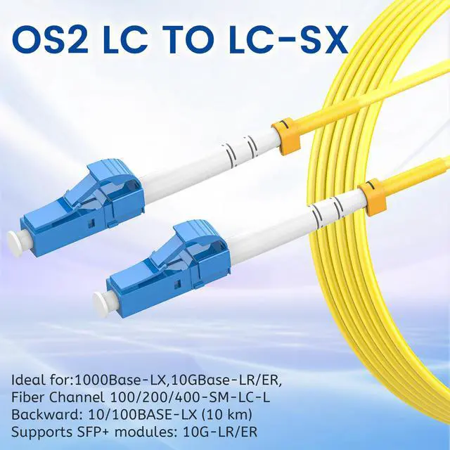 Alt view image 3 of 7 - OS2 LC to LC Fiber Patch Cable 0.2M(7in), 1G/10Gb 9/125um Single Mode Simplex SMF Fiber Optic Cable Cord LSZH(Yellow)