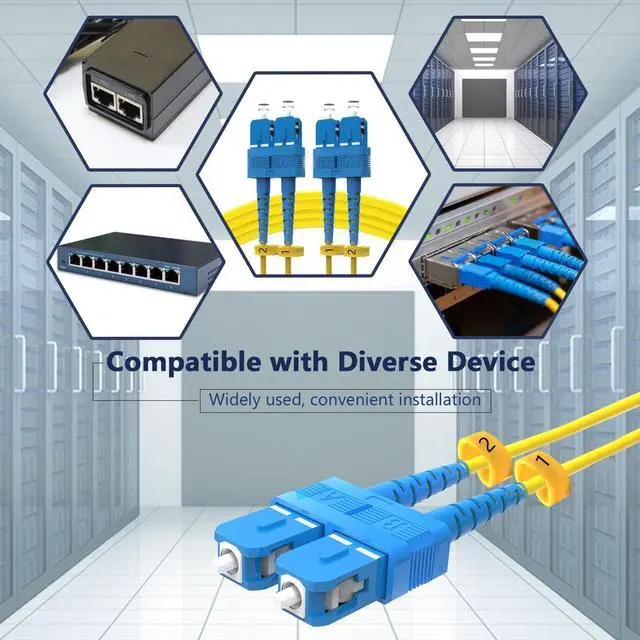 Alt view image 7 of 7 - Fiber Optic Cable 20m(66ft),Single Mode Duplex OS2 SC to SC Fiber Patch Cable,10GB 9/125m 2.0mm SC-SC Fiber Jumper LSZH(Yellow)-20Meter(66ft)