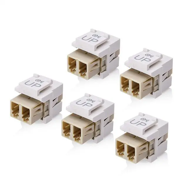 Main image of 5-Pack LC UPC Duplex Fiber Optic Keystone Coupler Jack, OM1/OM2/OM3/OM4 Multimode, OS2 Single Mode Support
