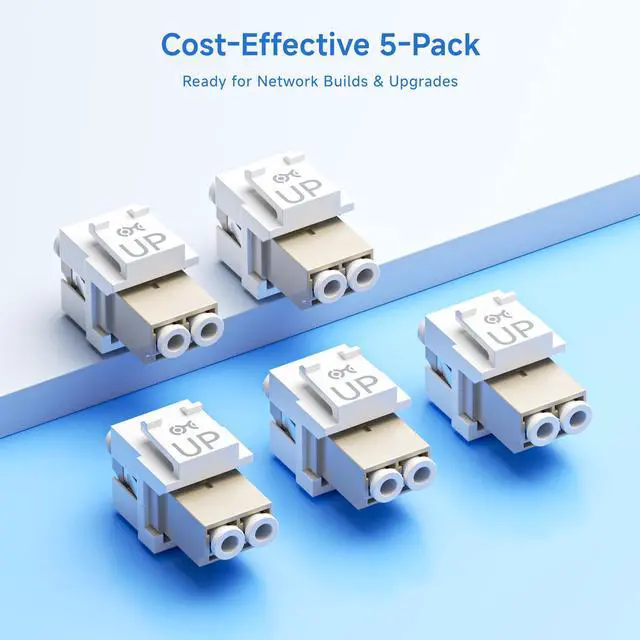 Alt view image 7 of 7 - 5-Pack LC UPC Duplex Fiber Optic Keystone Coupler Jack, OM1/OM2/OM3/OM4 Multimode, OS2 Single Mode Support
