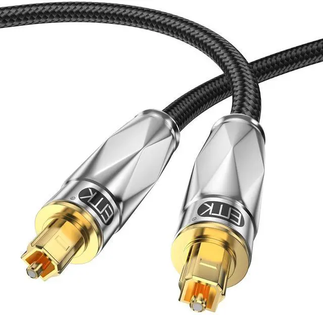 Main image of Digital Optical Audio Cable (24K Gold Plated Connectors,Aluminum Alloy Shell,Braided Jacket) S/PDIF Toslink Optical Cable Fiber Optic Cable for Home Theater,Soundbars,Gaming Consoles (3Ft/1M)