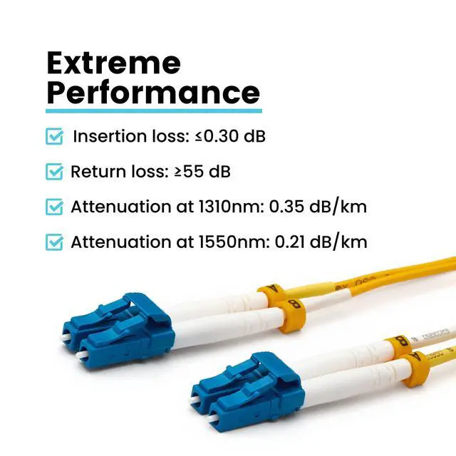 Alt view image 3 of 7 - LC to LC OS2 Fiber Patch Cable, 5m (16.40ft), UPC Polish, 200GB Singlemode (SM) Duplex 9/125um, Riser Rated (OFNR) UL Listed, 1pc, Yellow