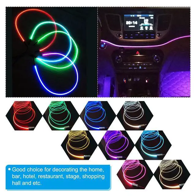 Alt view image 6 of 6 - 3mm 1m PMMA Side Glow Fiber Optic Cable Kit, with LED Aluminum Illuminator 12V 1.5W Guide Light Source Decoration for Home DIY Lighting, Cool White