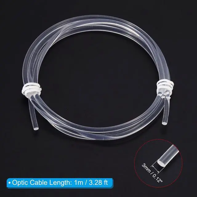Alt view image 2 of 6 - 3mm 1m PMMA Side Glow Fiber Optic Cable Kit, with LED Aluminum Illuminator 12V 1.5W Guide Light Source Decoration for Home DIY Lighting, Cool White